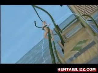 3d animated hentai jalan prawan gets fucked by huge tentac