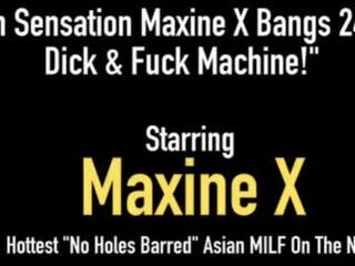 Mamalhuda asiática maxine x cona fode 24 polegada pila & mechanical caralho toy&excl;