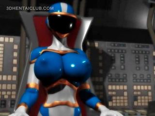 Big boobed anime hero elite splendid in tight costume
