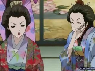 Um imobilizada geisha obteve um molhada gotejamento incrível para trot cona