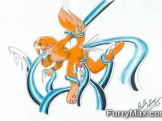 สวยน่าทึ่ง furry การ์ตูน!