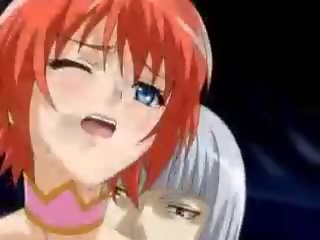 Cute anime redhead getting jizz on her face